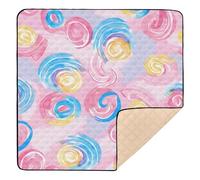 Candy Pastel Color Pattern Baby Play Mat for Floor, 127x127 CM Playpen Mat,Thicken Soft Non-Slip Tummy Time Mat for Toddlers and Infants