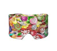 Candy Pattern Print Sleep Eye and Ear Muffs Mask - Soft & Breathable, Ideal for Travel, Meditation, and Nighttime Use