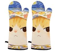 Candy Pebble Heat Resistant Oven Mitts, 2 Pairs Non-Slip Silicone & Cotton Lining, Flexible Kitchen Gloves for Baking, Grilling, Cooking, Microwave & Air Fryer (Black & Gray)