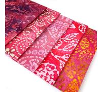 Candy Pink Batik Fat Quarter Fabric Bundle - 5 Fat Quarters of 100% Cotton Fabric Batiks in Pink, Fuchsia & Magenta by Sewing Cuts