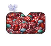 Candy -Print Reflective Windshield Sun Shade For Cars M Size - Heat Resistant Suction Cups, Universal Fit.