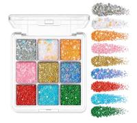 Candy Prism 9 Colour Glitter Gel Palette - Face Body Eye Makeup Sparkle Shimmer Pressed Glitter Pot for Festival Party Club Rave Makeup, No Finger Apply, Waterproof Smudge Proof Case
