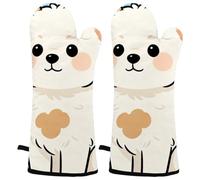 Candy Pup Heat Resistant Oven Mitts, 2 Pairs Non-Slip Silicone & Cotton Lining, Flexible Kitchen Gloves for Baking, Grilling, Cooking, Microwave & Air Fryer (Black & Gray)