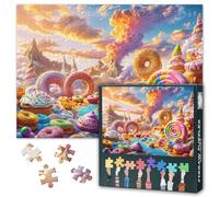 Candy Puzzles for Adults 1000 Pieces, Mountains and Sunset Sky Jigsaw Puzzles, Candy Landscape Jigsaw Puzzle for Adults, House Puzzle for Adult 20X27 INCH