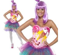 Candy Queen Costume Ladies Katy Perry Fancy Dress Pop Star Diva Outfit