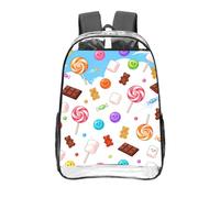 Candy Rain Clear Backpack 16 Inch Heavy Duty-Stadium Approved Transparent PVC Bookbag, Reinforced Bottom Travel Daypack Unisex