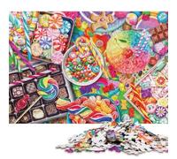 Candy Rainbow Delight 1000 Pieces Wooden Jigsaw Puzzles for Adults Fun Toy Intellectual Game Home Decoration Stress Relief Education Game Relaxation And Intelligence 1000pcs (75x50cm)