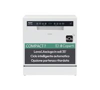 Candy Rapido' CP 8F9FFW Compact dishwasher, 8 place settings, 8 programs, washing and drying on 190 cm, first selection, HxWxD 59.5 x 50 x 55 cm, White [Energy Class F]