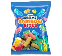 Candy Realms Fizzy Rainbow Rocket Bites - 170g Share Bag | Cream Filled Fizzy Gummies | Pineapple, Green Apple, Strawberry & Blue Raspberry | Retro Sweets