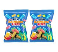 Candy Realms Fizzy Rainbow Rocket Bites - 170g Share Bag | Cream Filled Fizzy Gummies | Pineapple, Green Apple, Strawberry & Blue Raspberry | Retro Sweets - 2 Share Bags