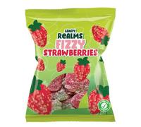 Candy Realms Fizzy Strawberries, Fruit Flavoured Jelly Sweets, 190 g (Pack of 12)