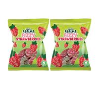 Candy Realms Fizzy Strawberries Gummy Sugar Coated Sweets 190g - 2x Share Bags