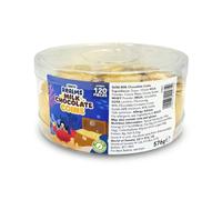 Candy Realms Milk Chocolate Coins 576g Approx 120 Pieces Individually Wrapped in Gold Foil | Resealable Tub for Sharing and Gifting | Festive Treats and Party Bag Fillers