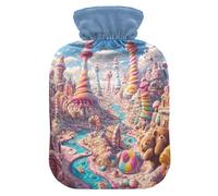 Candy River Pastel Pattern Hot Water Bottle with Cover for Pain Relief Bed Warmer for Adults, 1L