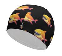 Candy Sharks Fabric Swim Cap for Women Men Waterproof Swimming Caps Hat Long Hair