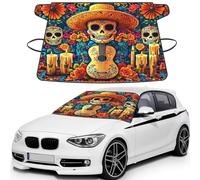 Candy Skull On The Day Of The Dead Print Car Windshield Cover For Ice And Snow Universal Fit For Most Cars Multifuntional Ice Protector Keep Snow Frost Off