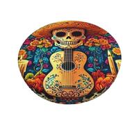 Candy Skull On The Day Of The Dead Print Round Bar Chair Cushion Cover Stool Slipcover, Soft Bar Stool Seat Cover For Home Kitchen Dining Cafe Office 14 Inch