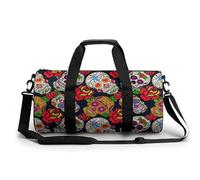 Candy Skull Rose Sport Duffel Bag Gym Bag Weekend Overnight Bag for Travel Camping Hiking Beach 45x23x23cm
