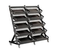 Candy Snack Display Rack With Removable Clips, Angled Floor-Standing Metal Basket For Kitchen Fruit And Vegetable Storage