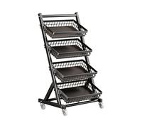 Candy Snack Display Rack With Removable Clips, Angled Floor-Standing Metal Basket For Kitchen Fruit And Vegetable Storage