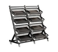 Candy Snack Display Rack With Removable Clips, Angled Floor-Standing Metal Basket For Kitchen Fruit And Vegetable Storage