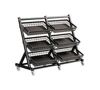 Candy Snack Display Rack With Removable Clips, Angled Floor-Standing Metal Basket For Kitchen Fruit And Vegetable Storage