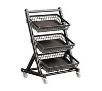 Candy Snack Display Rack With Removable Clips, Angled Floor-Standing Metal Basket For Kitchen Fruit And Vegetable Storage