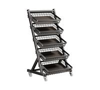 Candy Snack Display Rack With Removable Clips, Angled Floor-Standing Metal Basket For Kitchen Fruit And Vegetable Storage