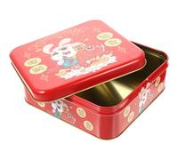 Candy Storage Box Red Metal Rabbit Pattern Gift Box | Cookie Wrapping Box, Chinese New Year Theme, Party Use for Sweets and Chocolate
