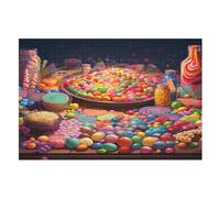 Candy Store 1000 Piece Wooden Jigsaw Puzzle- Brain Teaser Game for Adults & Children Educational Activities Jigsaws Puzzles （75×50cm）