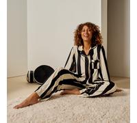 Candy Stripe Button Through Winter Pyjama Set Loungewear OHS White L/XL