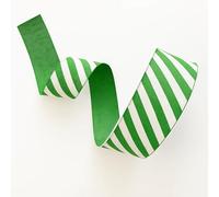 Candy Stripe Grosgrain Ribbon - Green & White - 38mm - 1 Metre - Non-Wired, Woven Edge - Gift Wrap, Bows, Crafts - Giddy Square