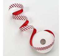 Candy Stripe Grosgrain Ribbon - Red & White - 22mm - 10 Metres - Non-Wired, Woven Edge - Gift Wrap, Bows, Crafts - Giddy Square