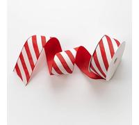 Candy Stripe Grosgrain Ribbon - Red & White - 38mm - 1 Metre - Non-Wired, Woven Edge - Gift Wrap, Bows, Crafts - Giddy Square