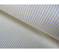Candy Stripe Linen Fabric Light Cotton Material Cute Striped White Lines Home Decor, Dressmaking - 150cm Wide (Sold by The Metre) (Yellow)