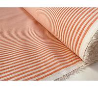 Candy Stripe Linen Fabric Light Cotton Material Cute Striped White Lines Home Decor, Dressmaking - 150cm Wide (Orange (1 Metre))