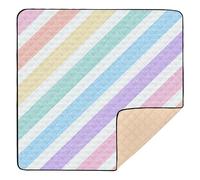 Candy-Stripe Rainbow Sparkle Glitter Pattern Soft Padded Baby Playmat for Floor Comfortable Baby Kick Crawling Mat for Baby Kids Toddlers Infants, 50'' x 50''