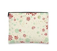 Candy Swirl Cosmetic Bag, Mint Green and Red Peppermint Pattern Travel Makeup Pouch for Women, Portable Zipper Organizer, Holiday Skincare Toiletry Bag 7x9 Inch