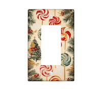 Candy Swirl Light Switch Cover Plates/Outlet Covers, Festive Colored Lollipops for Christmas, Holiday Wall Decorative for Home, Standard Size Single Rocker