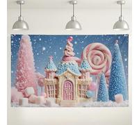Candy Themed Backdrop, Cute Sweet Treats Winter Wonderland Photography Background for Parties, Peach Blue Indoor/Outdoor Event Decoration 71x43 Inch