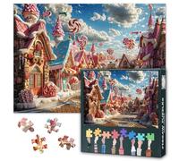 Candy Town Puzzles for Adults 1000 Pieces Colorful Village 1000 Piece Puzzles Home Wall Decoration Funny Challenging Puzzle Suitable for Game Nights Finished Puzzle Size: 70x50cm