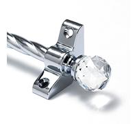 Candy Twist Quality Stair Rods 3/8" x 28.5" Chome Rope bar Crystal Finial