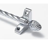 Candy Twist Quality Stair Rods 3/8" x 28.5" Chome Rope bar Pineapple Finial