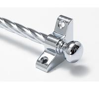 Candy Twist Quality Stair Rods 3/8" x 28.5" Chrome Rope bar Round Finial