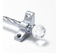 Candy Twist Quality Stair Rods 3/8" x 28.5" Satin Chrome Rope bar Crystal Finial