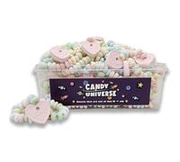 Candy Universe® Candy Necklaces 800g Tub - Retro Edible Candy Bead Necklaces with Love Heart Pendant, Colourful, Playful Novelty Sweets, Resealable Sharing Tub Great For Parties and Events
