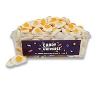 Candy Universe® Fried Eggs 800g Tub - Retro Jelly Fried Egg Sweets with Chewy Foam Base, Pick & Mix Candy, Resealable Sharing Tub, Great For Parties and Events