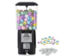Candy Vending Machines, 200 Empty Balls 100 Stainless Steel Tokens, Automatic Coin Operated Gumball Bank for Toy Capsules Bouncy Balls Candy,for Game Stores Black