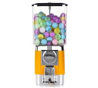 Candy Vending Machines,Coin Operated Bubble Gum Machine,200 Empty Balls, 100 Stainless Steel Tokens,Coin Operated Gumball Bank for Toy Capsules Bouncy Balls Candy,for Game Stores(Yellow)