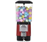 Candy Vending Machines,Coin Operated Bubble Gum Machine,200 Empty Balls, 100 Stainless Steel Tokens,Coin Operated Gumball Bank for Toy Capsules Bouncy Balls Candy,for Game Stores(Red)